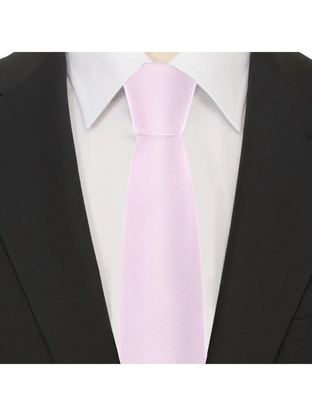 Men's Light Pink Twill Diagonal Textured Silk Formal Necktie For Business Dress